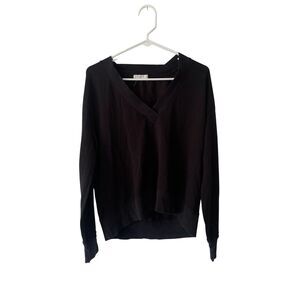 rag & bone Black V‑Neck Lightweight Sweater – Women’s S/P, Modal/Cotton Blend